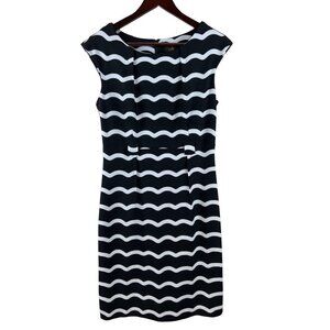 I LE New York Wave Stripe Sleeveless Black White Women's Dress Size 8